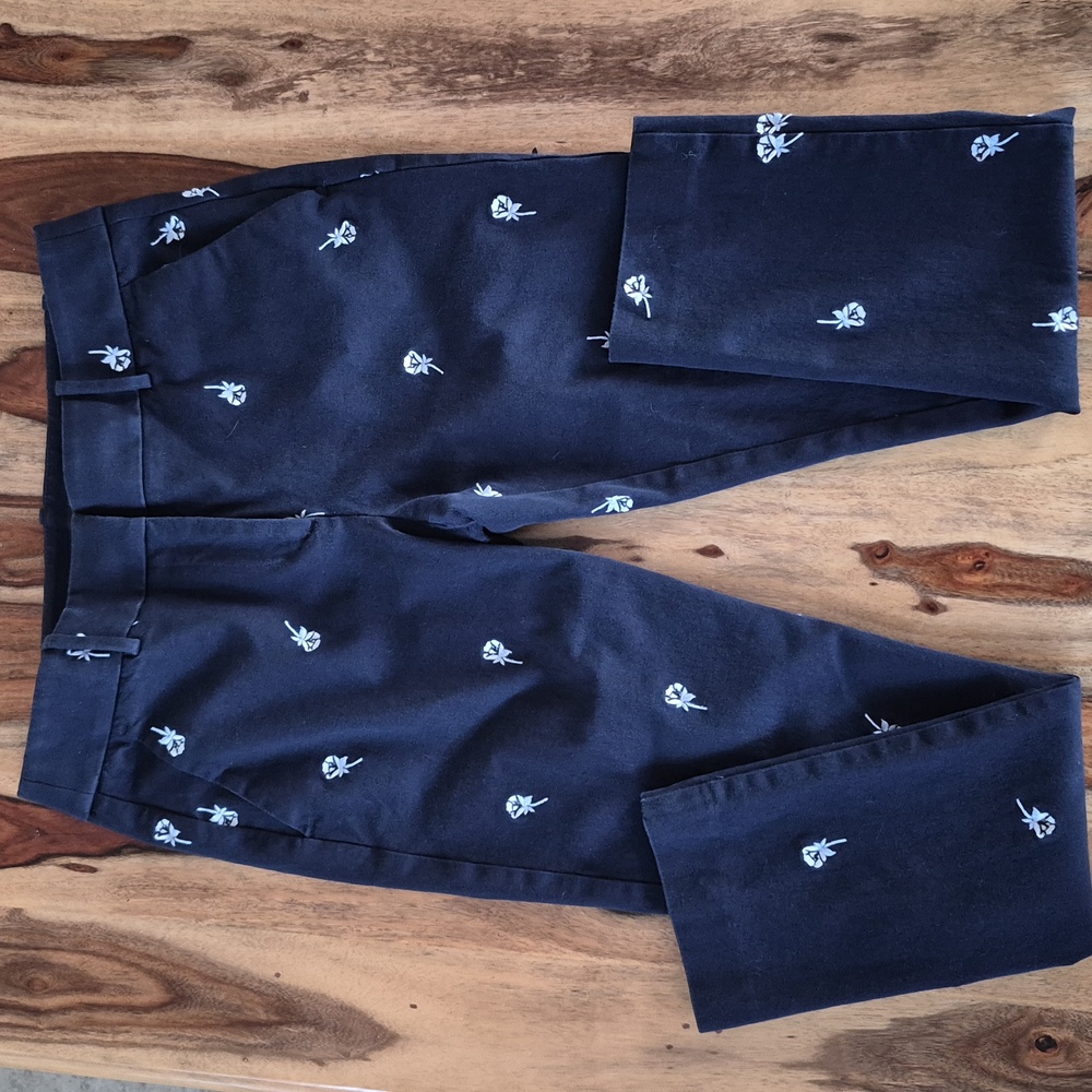 Loft Embroidery Floral Design Cotton Blend Pants